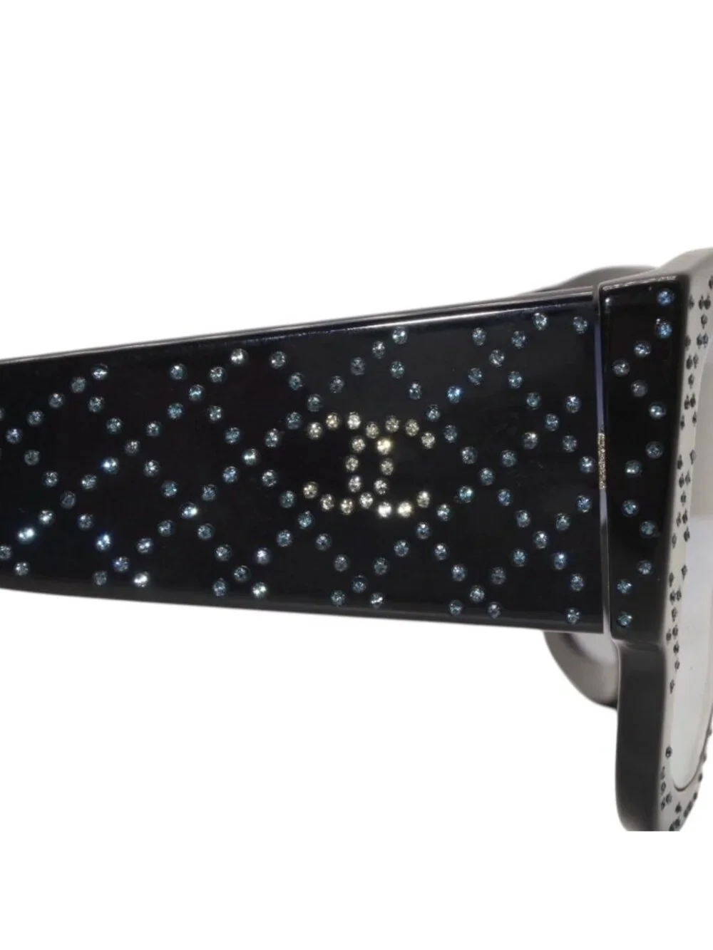 Chanel Sunglasses Eyewear CC Logo Rhinestone Navy